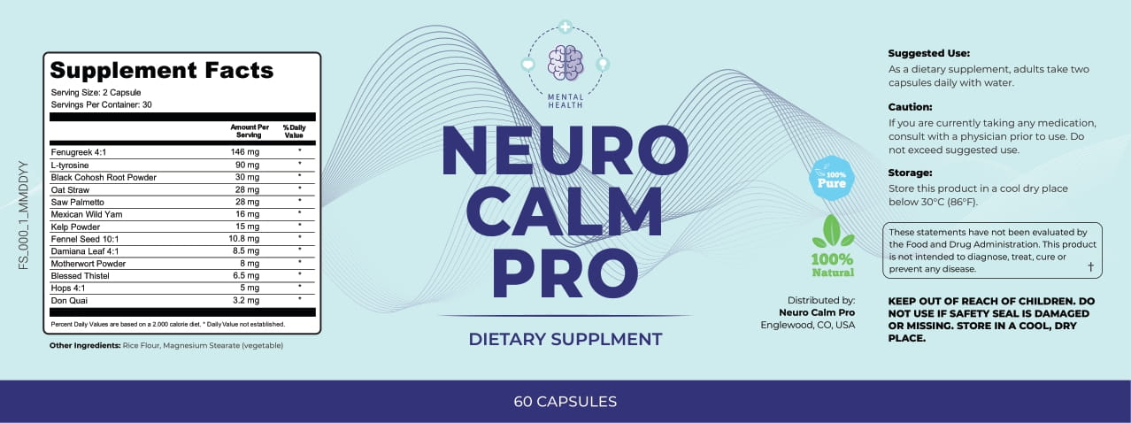 neuro calm ingredients label